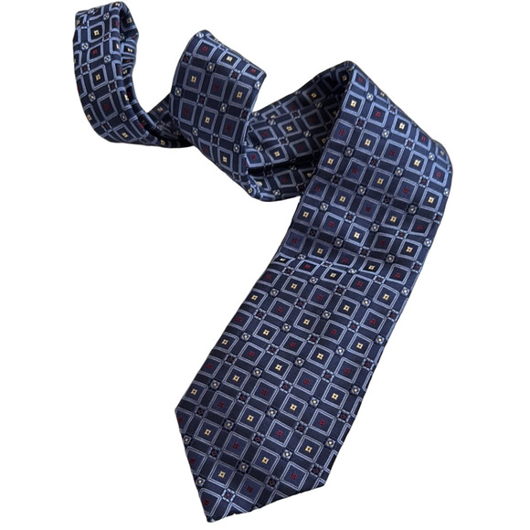 Canali Elegant Blue Geometric Patterned Tie - Made in Italy - Picture 1 of 9